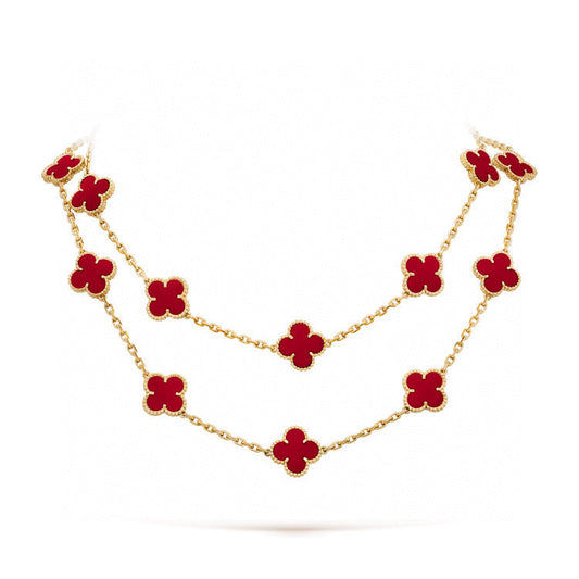 [Olivia Jewelry]CLOVER 20 MOTIFS CARNELIAN NECKLACE