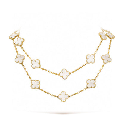 [Olivia Jewelry]CLOVER 20 MOTIFS WHITE MOP NECKLACE