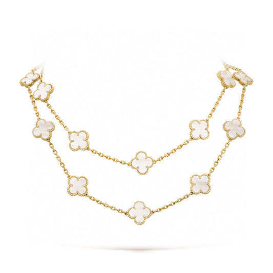 [Olivia Jewelry]CLOVER 20 MOTIFS WHITE MOP NECKLACE