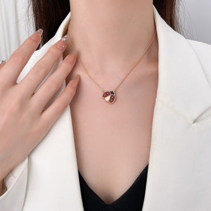 [Olivia Jewelry]LUCKY  CARNELIANS LADYBUG NECKLACE