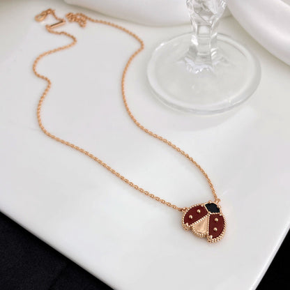 [Olivia Jewelry]LUCKY  CARNELIANS LADYBUG NECKLACE