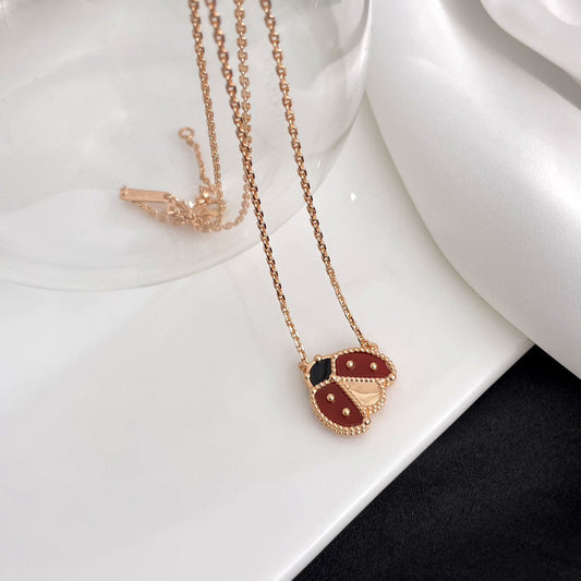 [Olivia Jewelry]LUCKY  CARNELIANS LADYBUG NECKLACE
