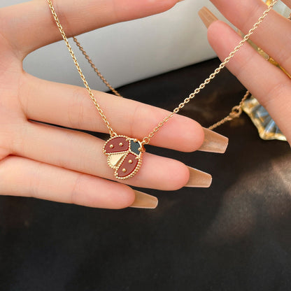 [Olivia Jewelry]LUCKY  CARNELIANS LADYBUG NECKLACE