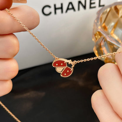 [Olivia Jewelry]LUCKY  CARNELIANS LADYBUG NECKLACE