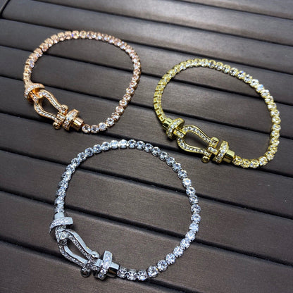 [Olivia Jewelry]FORCE  LARGE HORSESHOE FULL DIAMOND TENNIS BRACELET