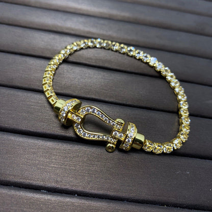 [Olivia Jewelry]FORCE  LARGE HORSESHOE FULL DIAMOND TENNIS BRACELET