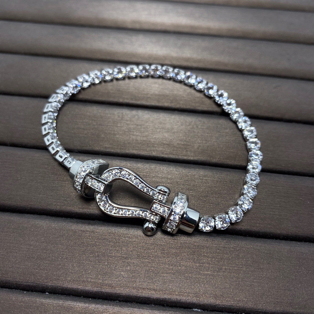 [Olivia Jewelry]FORCE  LARGE HORSESHOE FULL DIAMOND TENNIS BRACELET