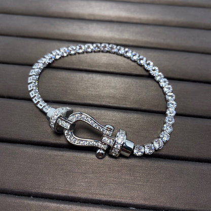[Olivia Jewelry]FORCE  LARGE HORSESHOE FULL DIAMOND TENNIS BRACELET