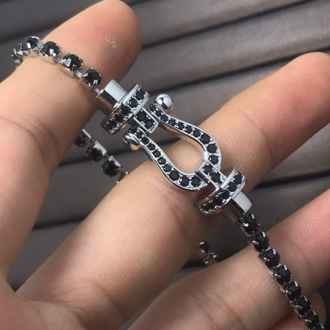[Olivia Jewelry]FORCE  LARGE HORSESHOE FULL DIAMOND TENNIS BRACELET