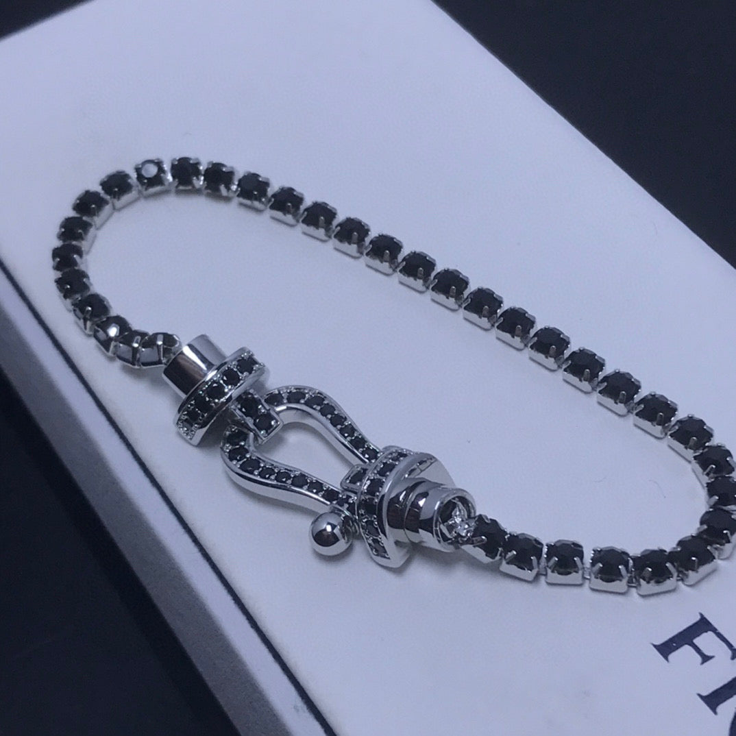 [Olivia Jewelry]FORCE  LARGE HORSESHOE FULL DIAMOND TENNIS BRACELET