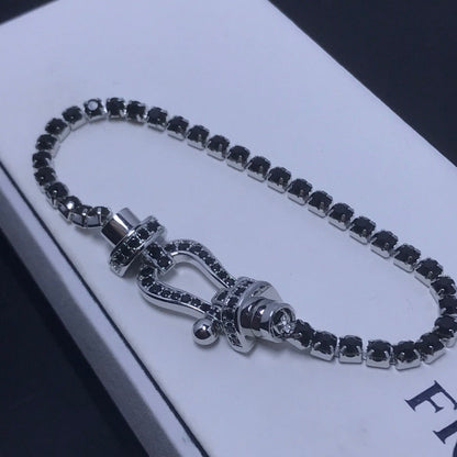 [Olivia Jewelry]FORCE  LARGE HORSESHOE FULL DIAMOND TENNIS BRACELET