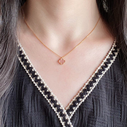 [Olivia Jewelry]CLOVER 15MM PINK MOTHER-OF-PEARL SINGLE FLOWER NECKLACE