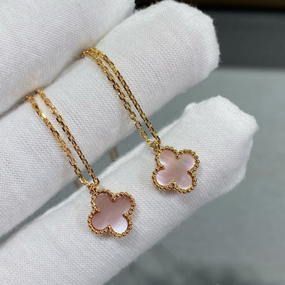 [Olivia Jewelry]CLOVER 15MM PINK MOTHER-OF-PEARL SINGLE FLOWER NECKLACE