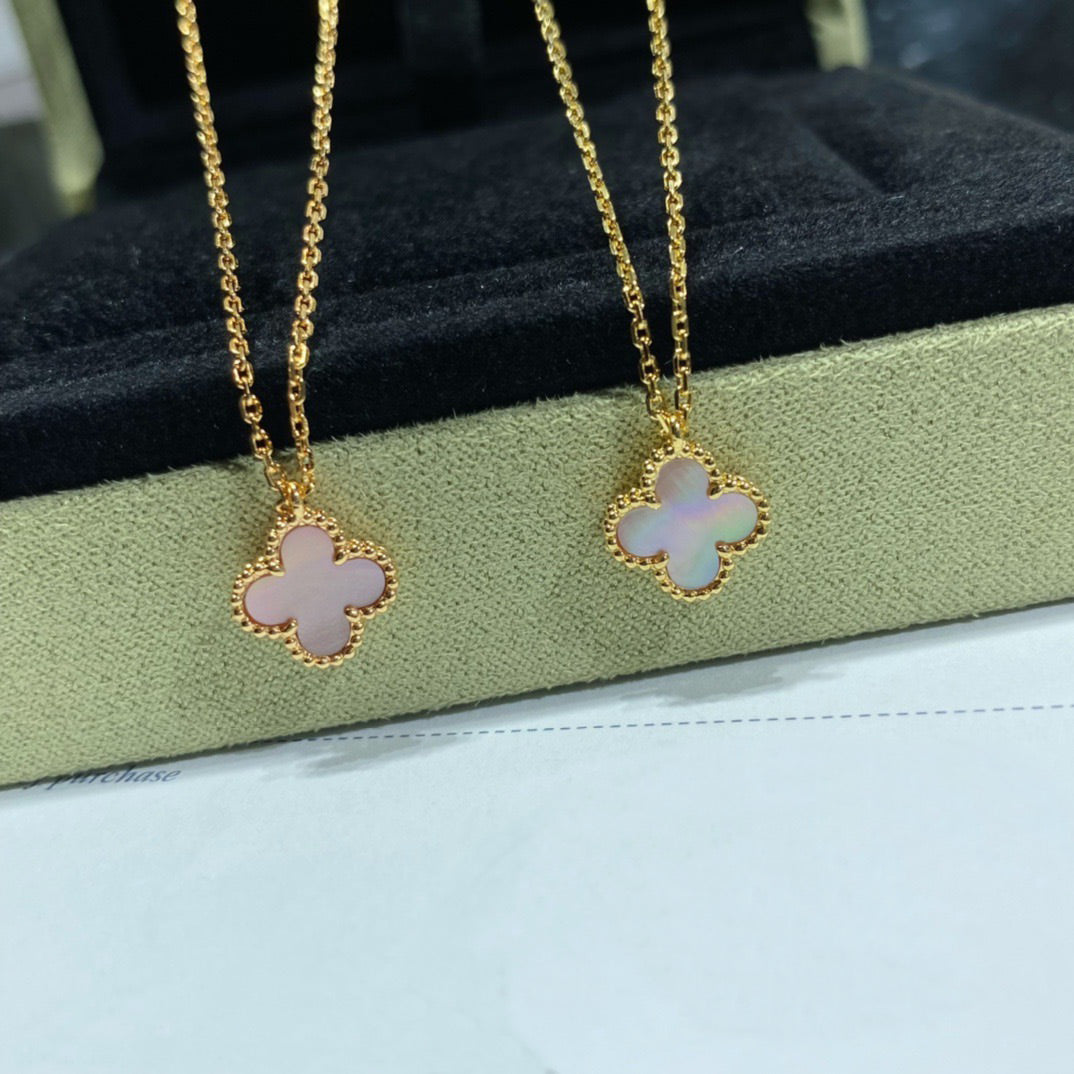 [Olivia Jewelry]CLOVER 15MM PINK MOTHER-OF-PEARL SINGLE FLOWER NECKLACE