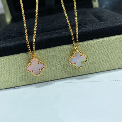 [Olivia Jewelry]CLOVER 15MM PINK MOTHER-OF-PEARL SINGLE FLOWER NECKLACE
