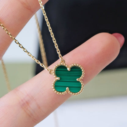[Olivia Jewelry]CLOVER 15MM MALACHITE SINGLE FLOWER  NECKLACE