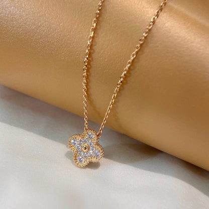[Olivia Jewelry]CLOVER 15MM DIAMOND SINGLE FLOWER NECKLACE