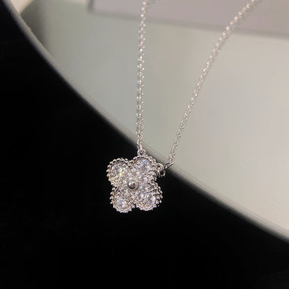 [Olivia Jewelry]CLOVER 15MM DIAMOND SINGLE FLOWER NECKLACE