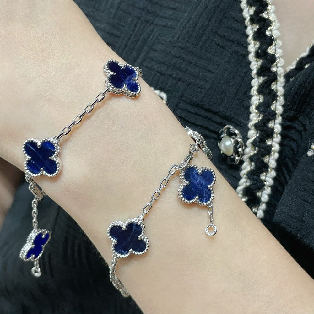 [Olivia JW]CLOVER 5 MOTIF PIETERSITE SILVER BRACELET