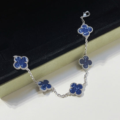 [Olivia JW]CLOVER 5 MOTIF PIETERSITE SILVER BRACELET