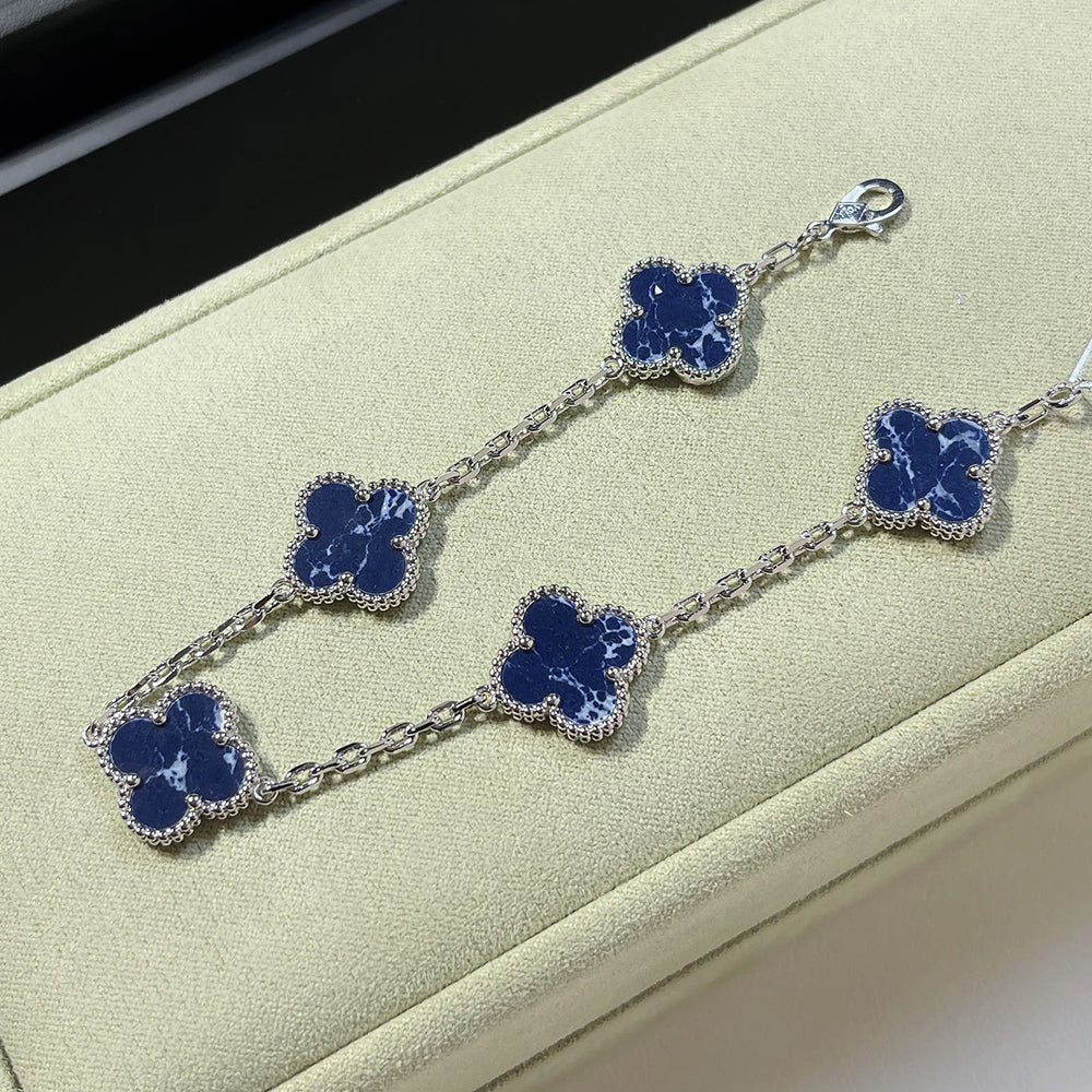 [Olivia JW]CLOVER 5 MOTIF PIETERSITE SILVER BRACELET