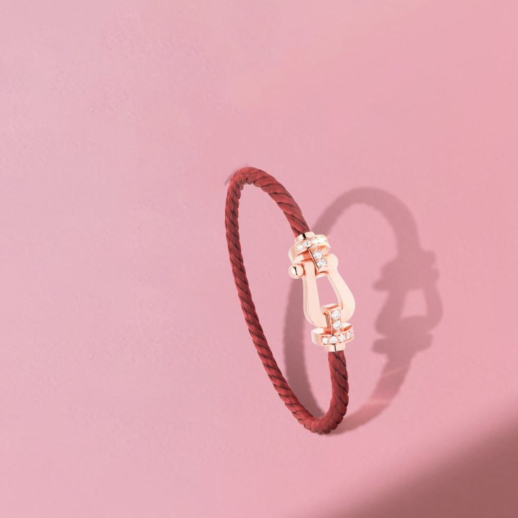 [Olivia Jewelry]FORCE 10 HALF DIAMOND PINK GOLD RED CORDERI LARGE AND MEDIUM MODEL