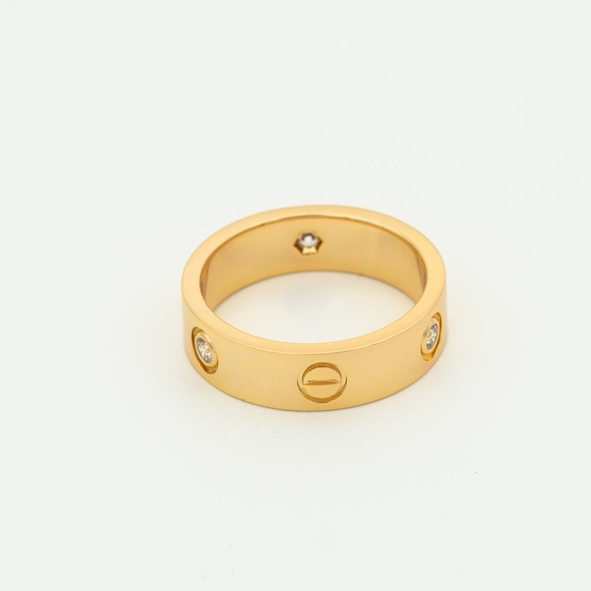 [Olivia Jewelry]LOVE RING 5.5MM 3 DIAMONDS PINK GOLD
