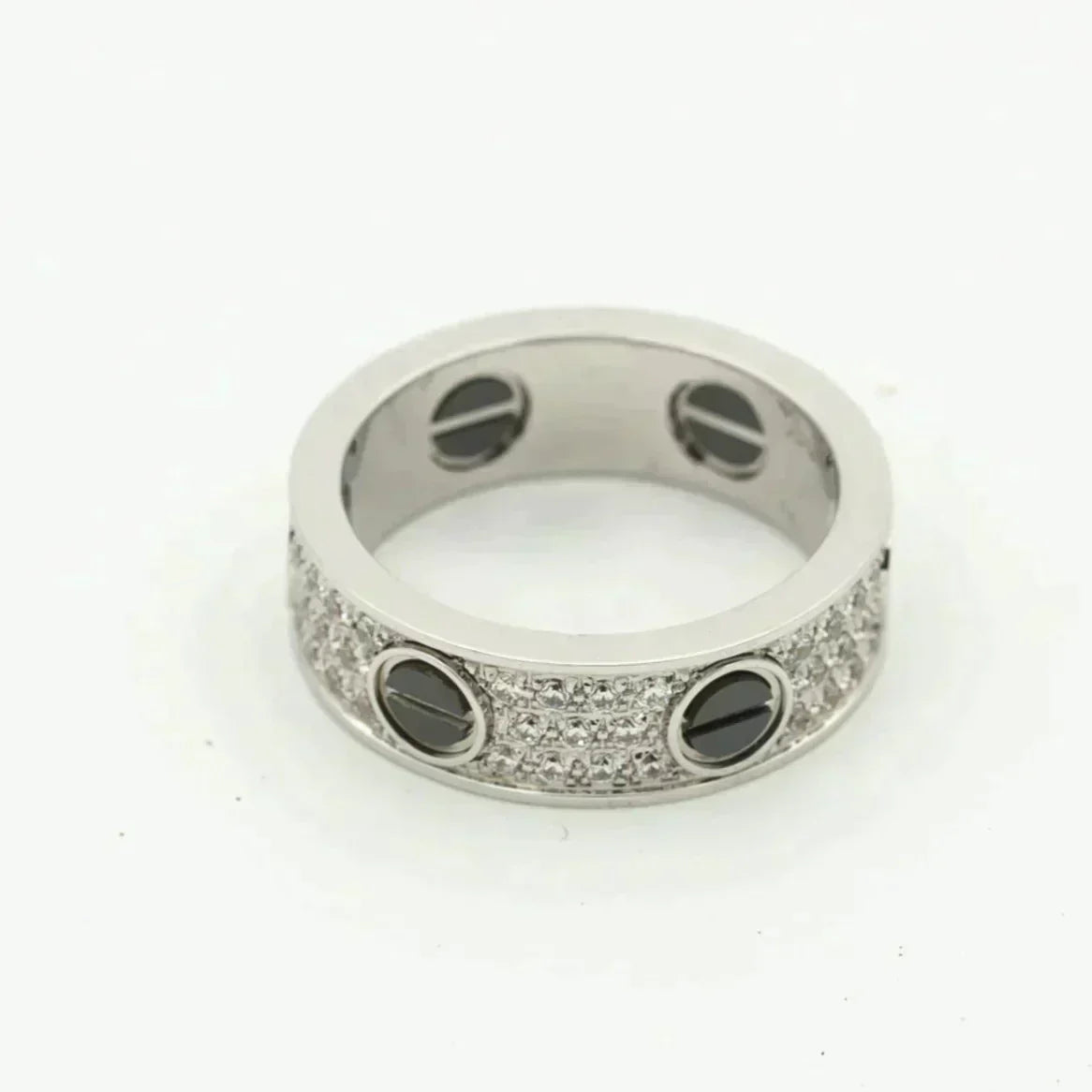 [Olivia Jewelry]LOVE RING 5.5MM DIAMONDS PAVED CERAMIC