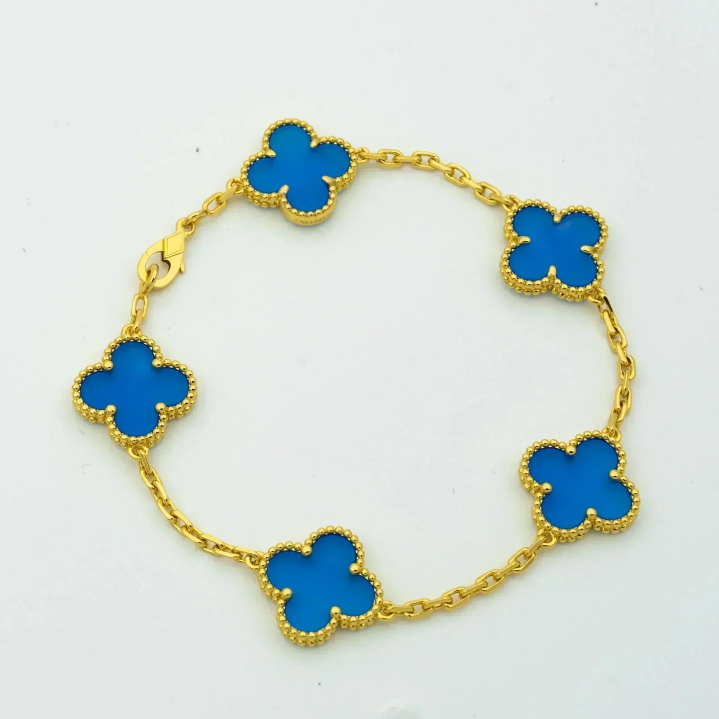 [Olivia JW]CLOVER 5 MOTIFS BLUE AGATE BRACELET