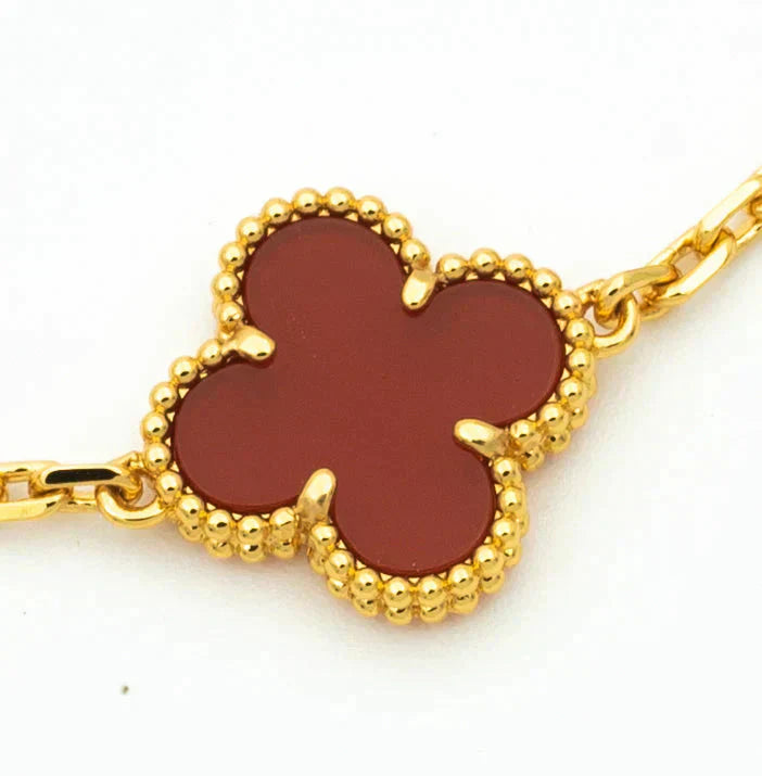 [Olivia Jewelry]CLOVER  5 MOTIFS CARNELIAN GOLD BRACELET