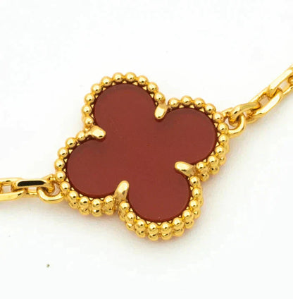[Olivia Jewelry]CLOVER  5 MOTIFS CARNELIAN GOLD BRACELET
