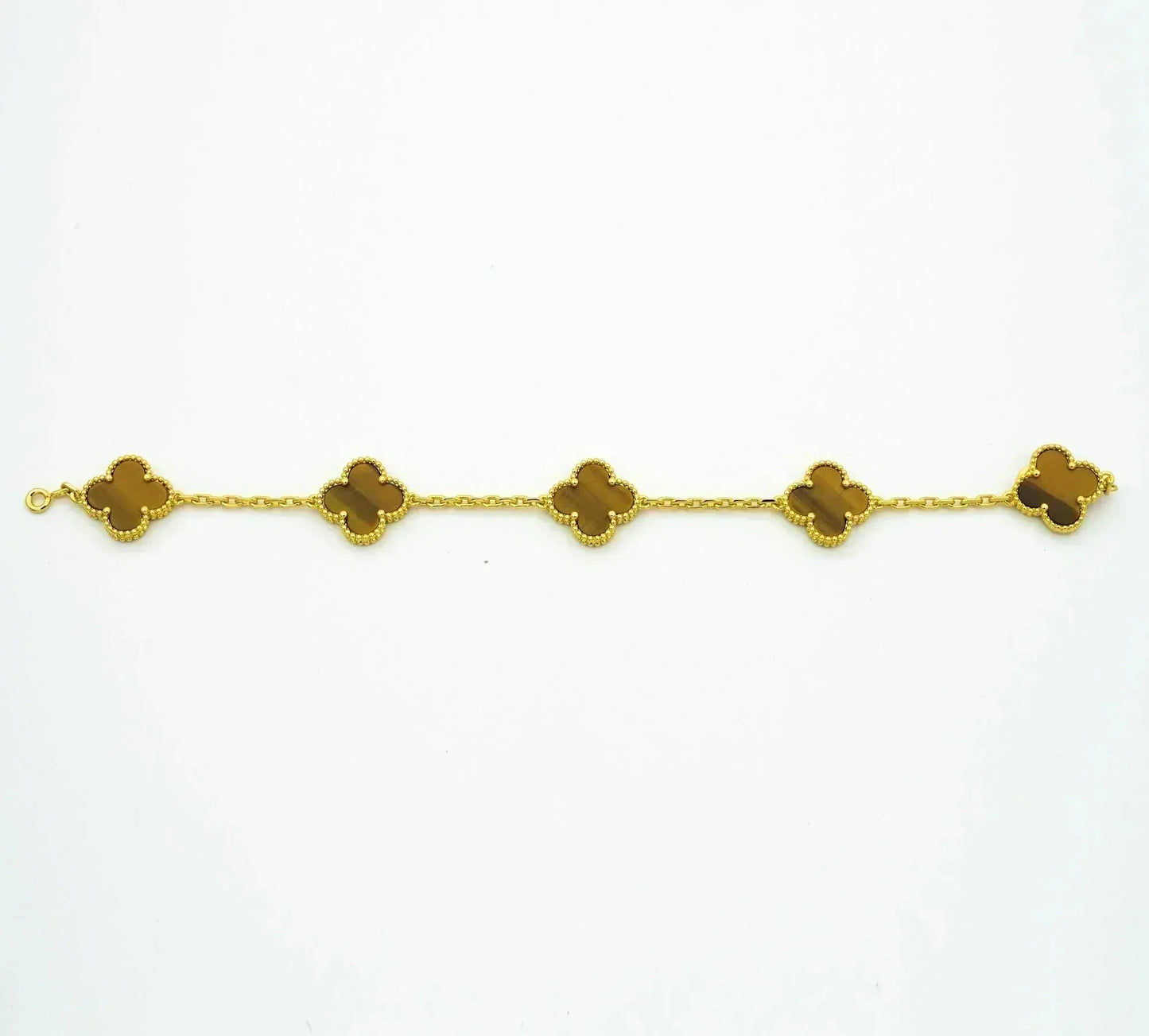 [Olivia JW]CLOVER  5 MOTIFS TIGER EYE BRACELET