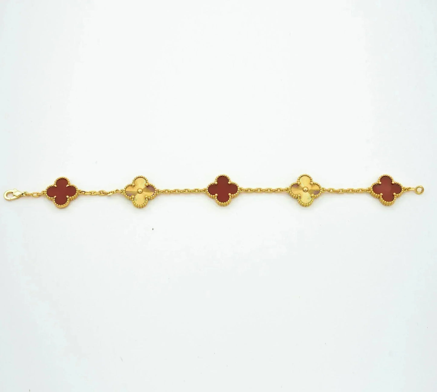 [Olivia Jewelry]CLOVER  5 MOTIFS CARNELIAN GOLD BRACELET