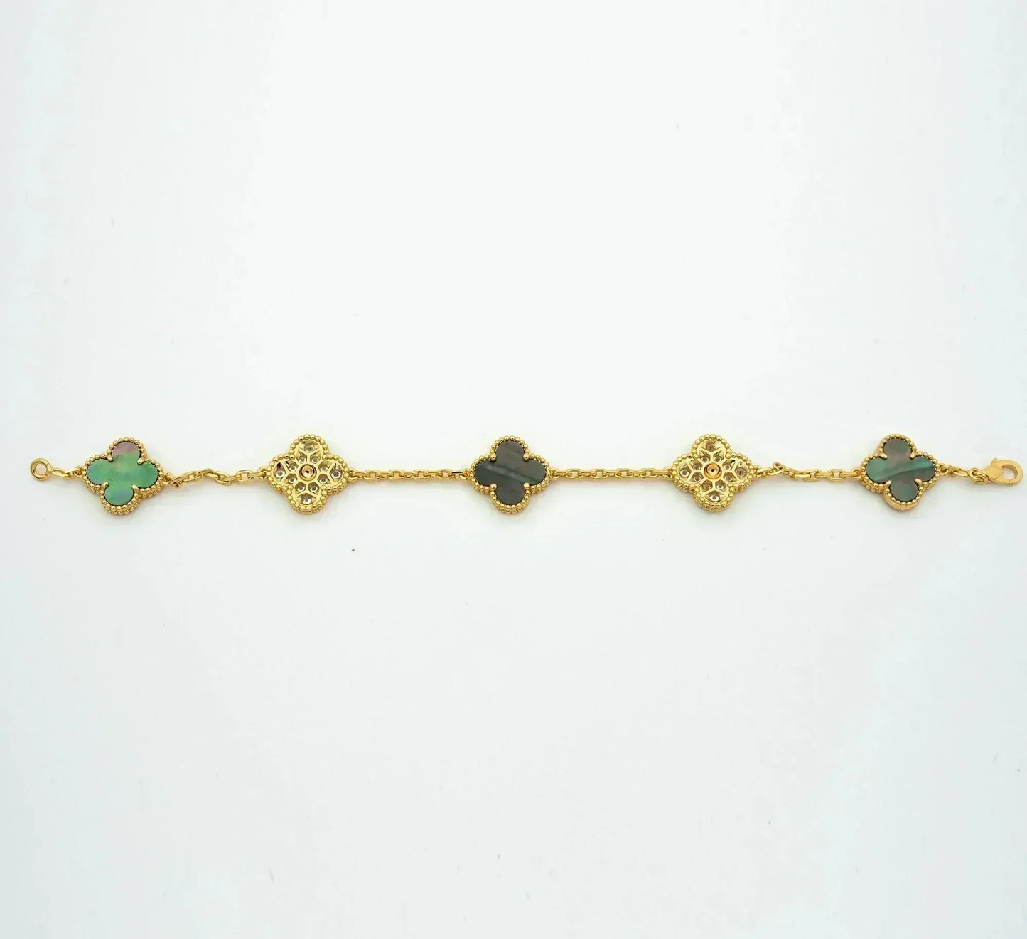 [Olivia JW]CLOVER 5 MOTIF GRAY MOP DIAMOND BRACELET