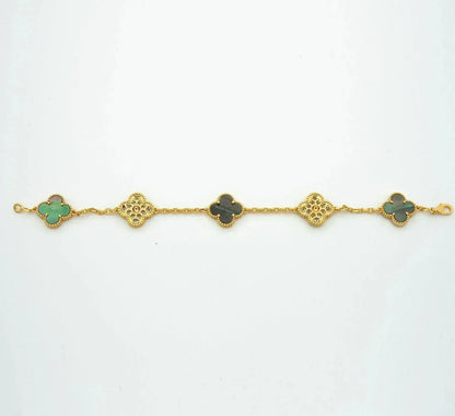 [Olivia JW]CLOVER 5 MOTIF GRAY MOP DIAMOND BRACELET