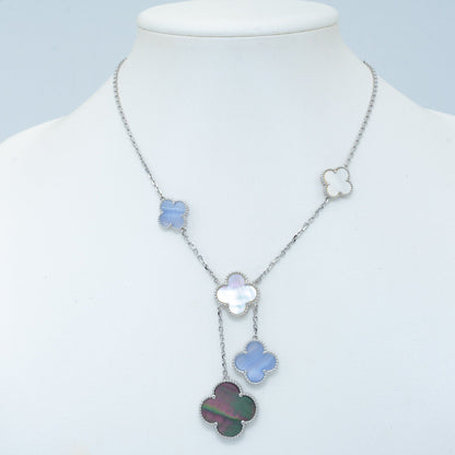 [Olivia Jewelry]CLOVER MOP CHALCEDONY NECKLACE SILVER 6 MOTIF