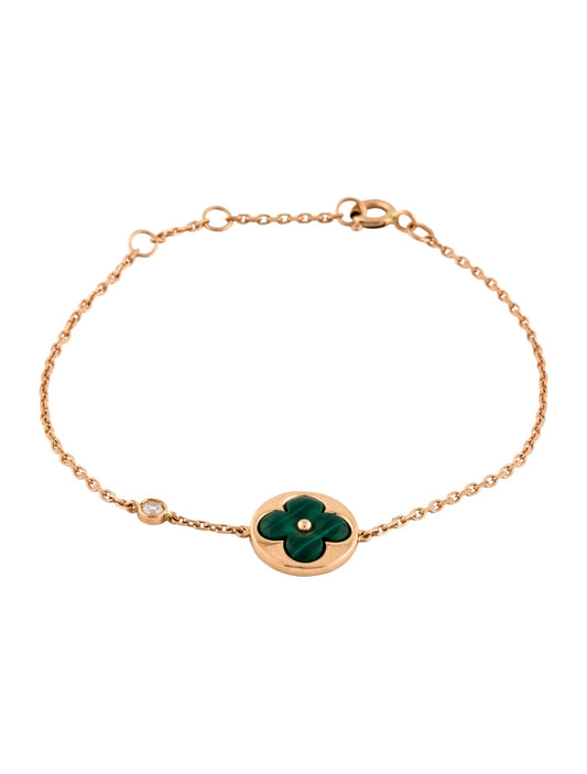 [Olivia Jewelry]SUN MALACHITE 1 DIAMOND PINK GOLD BRACELET