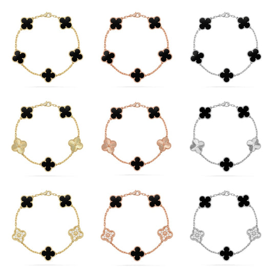 [Olivia Jewelry] CLOVER 5 MOTIF ONYXS BRACELET COLLECTION
