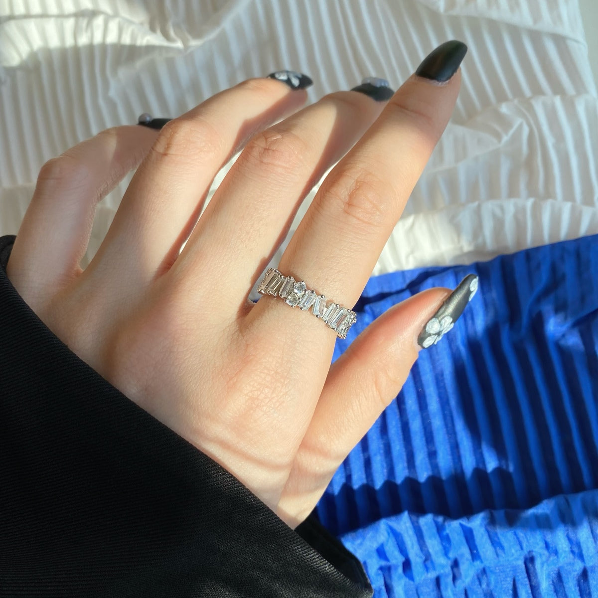 [Olivia Jewelry]Delicate Multi Shape Tennis Ring