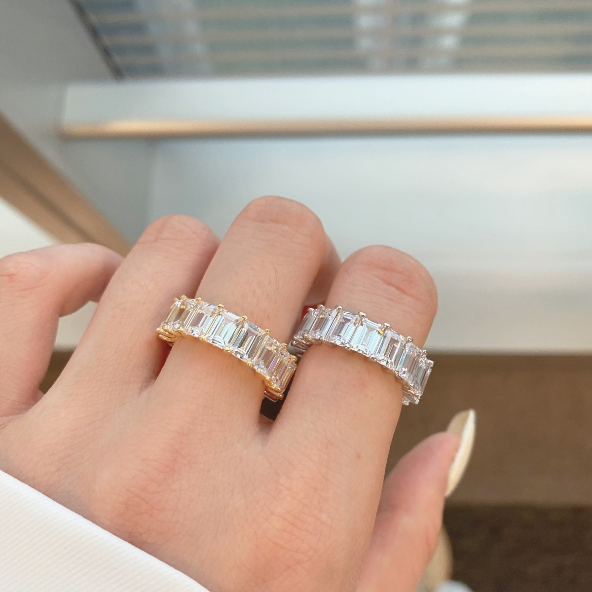 [Olivia Jewelry]0.75 Carat Elegant Emerald Cut Tennis Ring