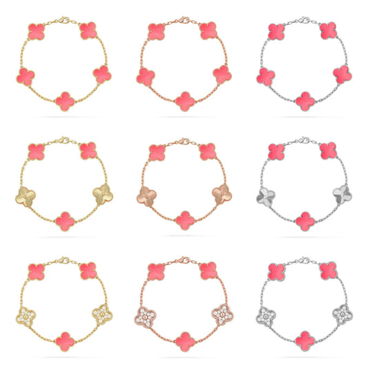 [Olivia Jewelry] CLOVER 5 MOTIFS  PINK MOP BRACELET COLLECTION