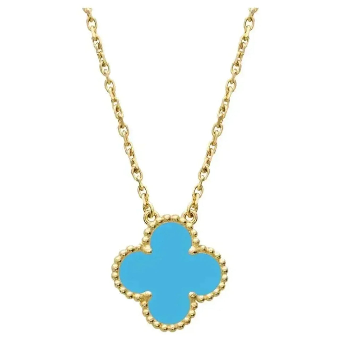 [Olivia Jewelry]CLOVER 15MM VINTAGE TURQUOISE NECKLACE