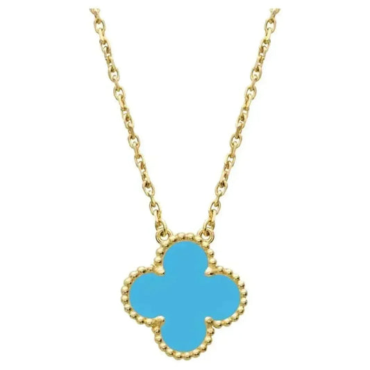 [Olivia Jewelry]CLOVER 15MM VINTAGE TURQUOISE NECKLACE