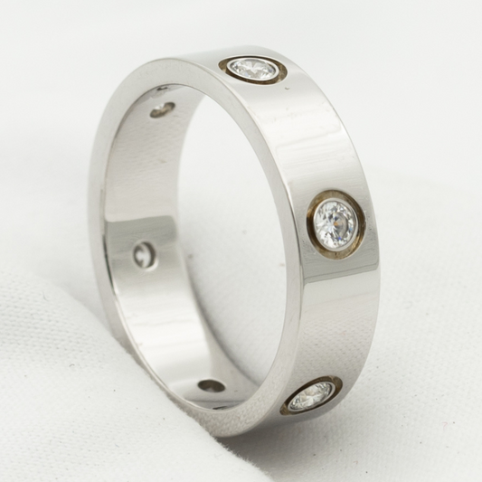 [Olivia Jewelry]LOVE RING 5.5MM 6 DIAMONDS SILVER