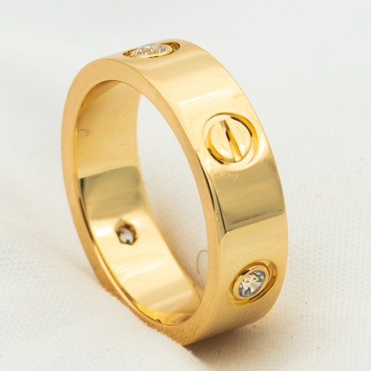 [Olivia Jewelry]LOVE RING 5.5MM 3 DIAMONDS PINK GOLD