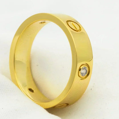 [Olivia Jewelry]LOVE RING 5.5MM 3 DIAMONDS GOLD