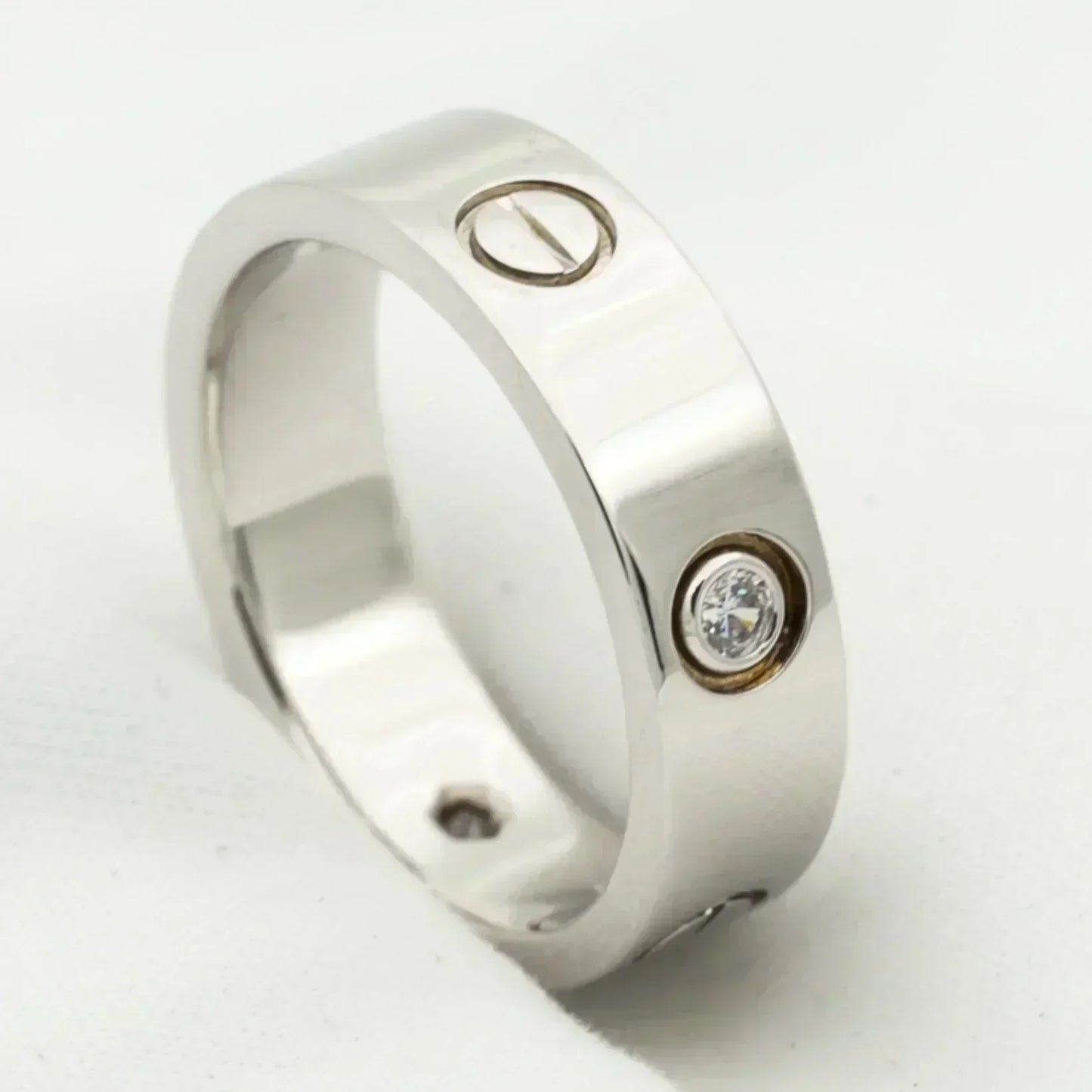 [Olivia Jewelry]LOVE RING 5.5MM 3 DIAMONDS SILVER