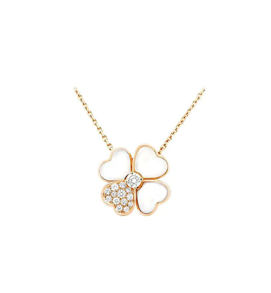 [Olivia Jewelry]CLOVER MOP DIAMOND ROSE GOLD NECKLACE