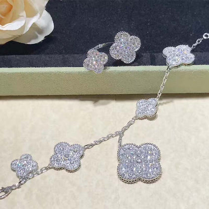 [Olivia Jewelry]CLOVER 6 MOTIFS SILVER DIAMOND BRACELET