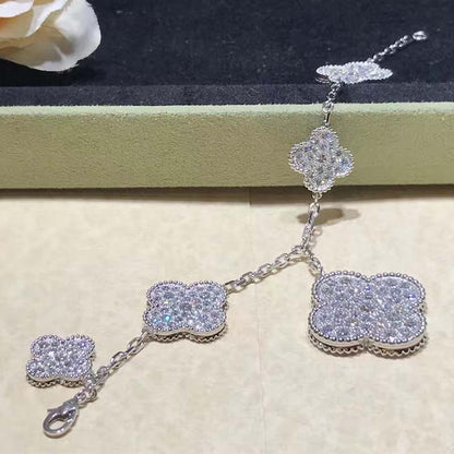 [Olivia Jewelry]CLOVER 6 MOTIFS SILVER DIAMOND BRACELET